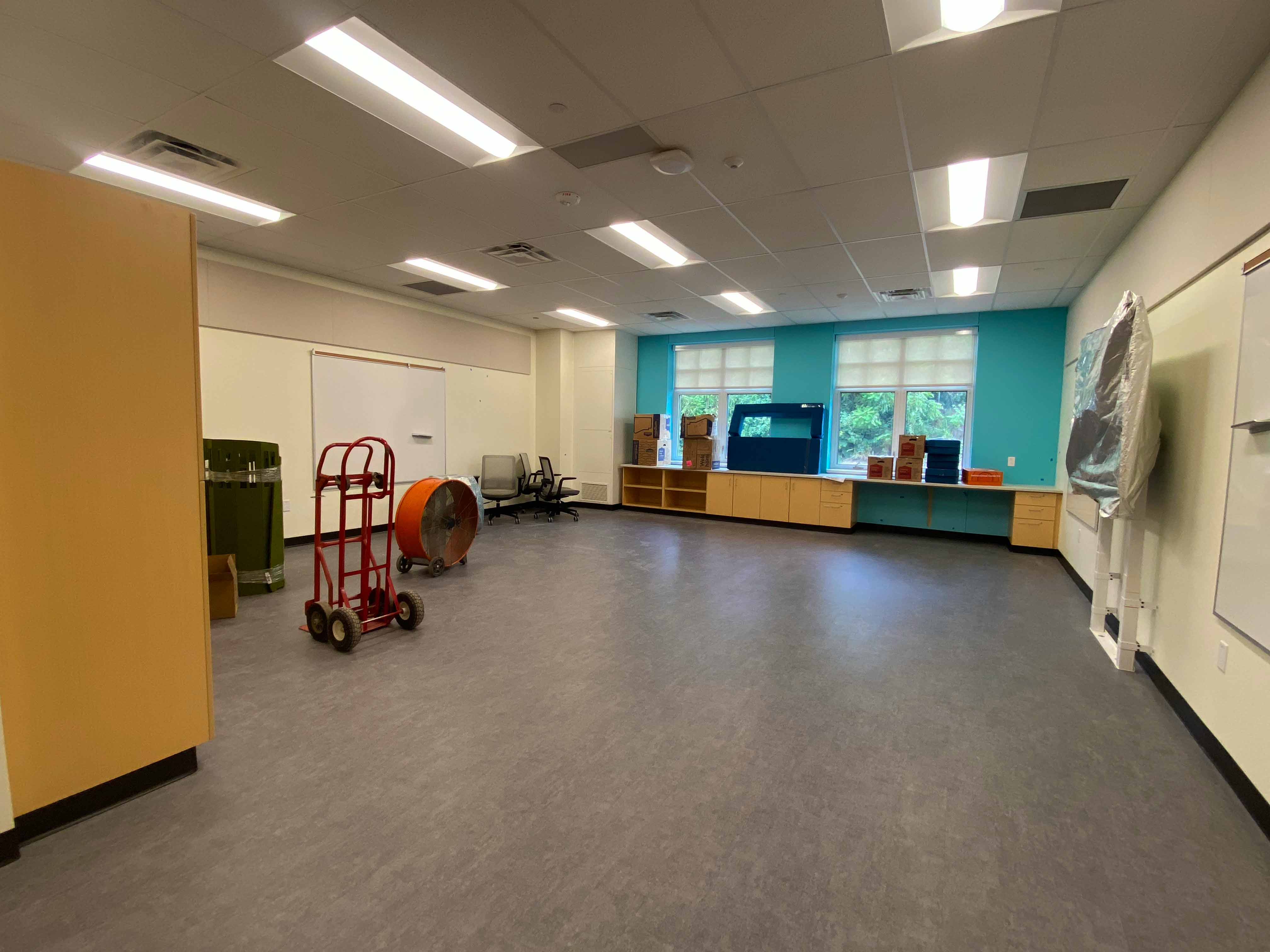 an empty kindergarten classroom