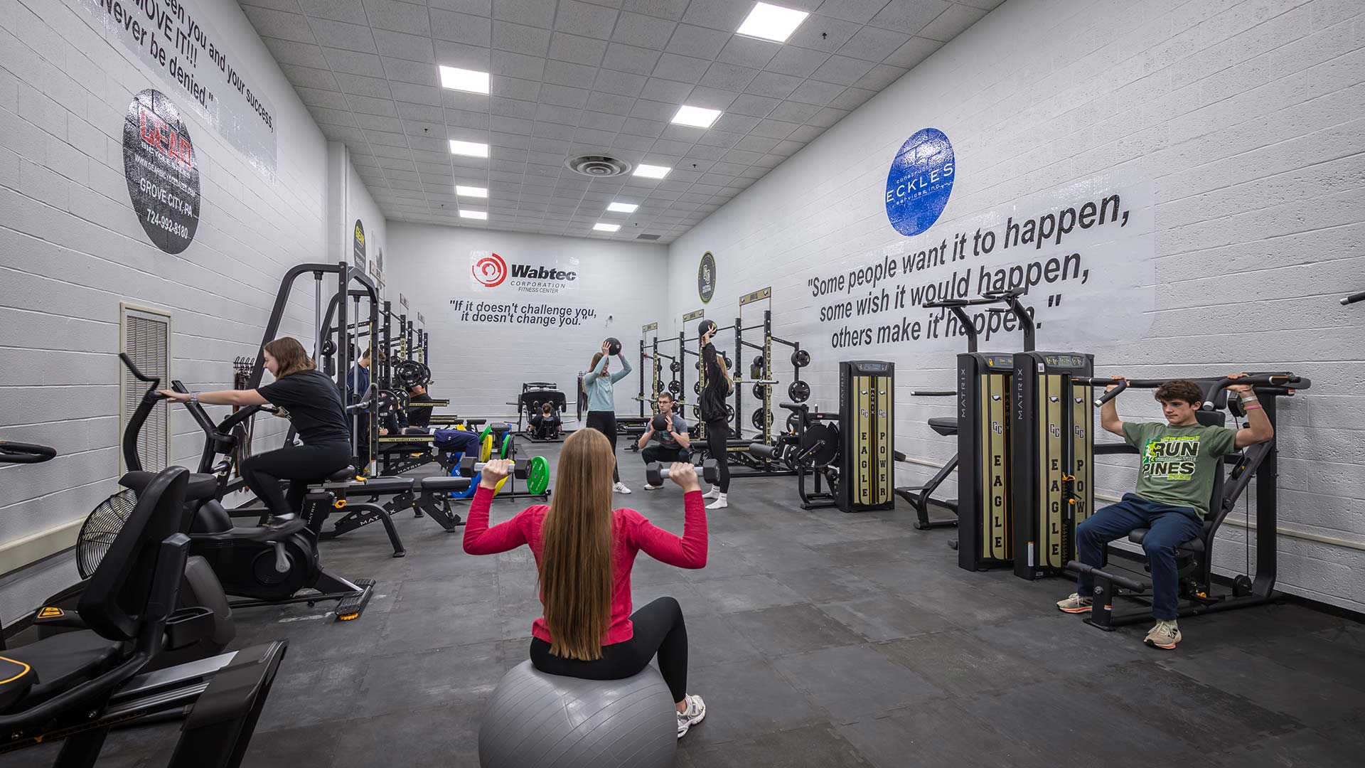 High School fitness center with workout machines and equipment