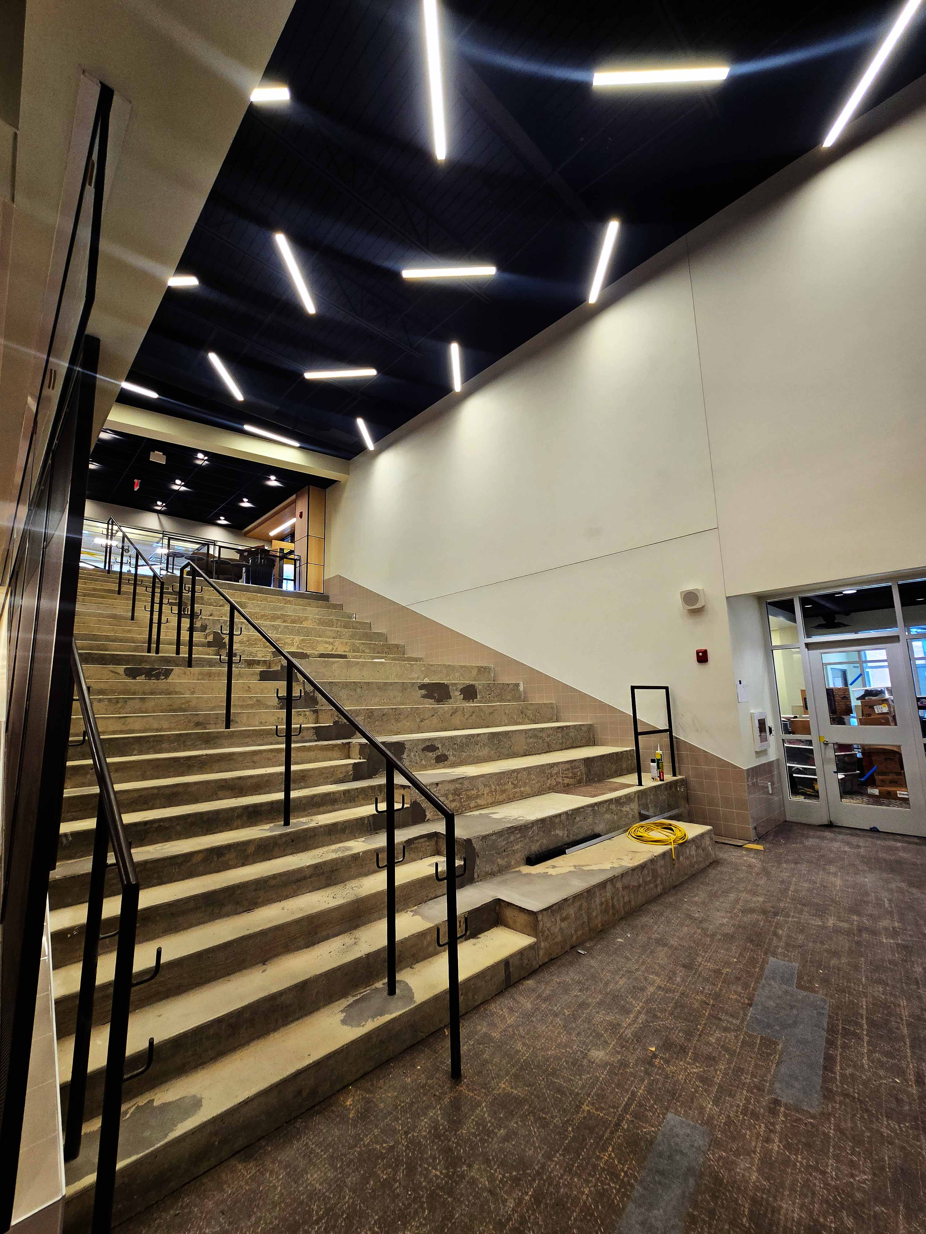 Unfinished learning steps in the elementary school lobby