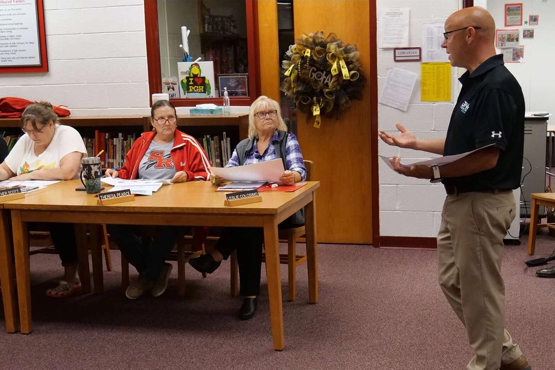 Mark Scheller presenting to the Slippery Rock Area School District Board