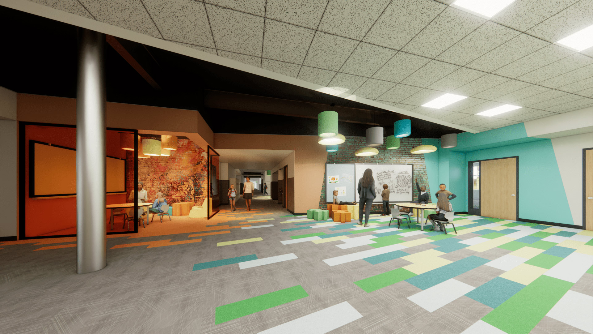 Steel Valley School District Elementary Classroom Wing Rendering